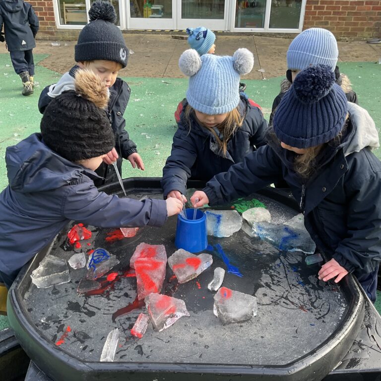 students painting ice