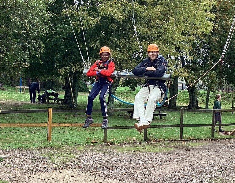 teacher on a swing